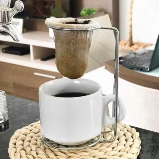 Mini Coador de Mesa 15 cm Niquelart - Estrutura Cromada com Coador de Pano Reutilizável