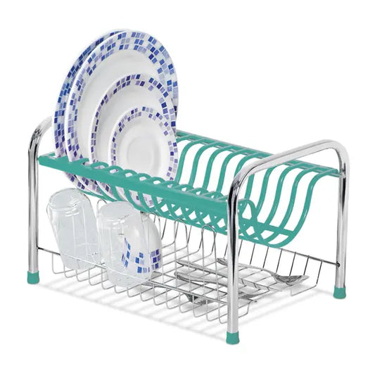 Secador Escorredor Prime Duplo Tubo Azul Turquesa  Niquelart