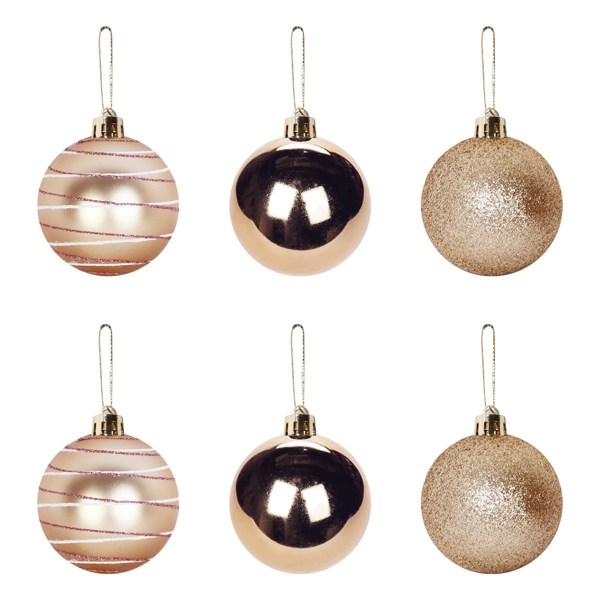 Bola de Natal Tubo 6 unidades 6 cm Esfera Champanhe Perolada Art Christmas | Enfeite Natalino Plástico