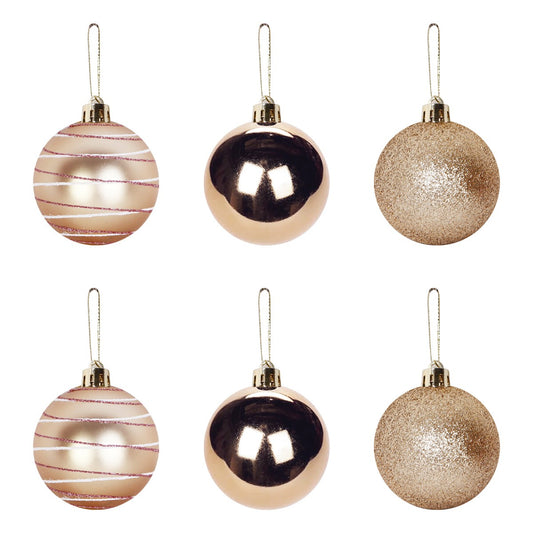 Bola de Natal Tubo 6 unidades 6 cm Esfera Champanhe Perolada Art Christmas | Enfeite Natalino Plástico