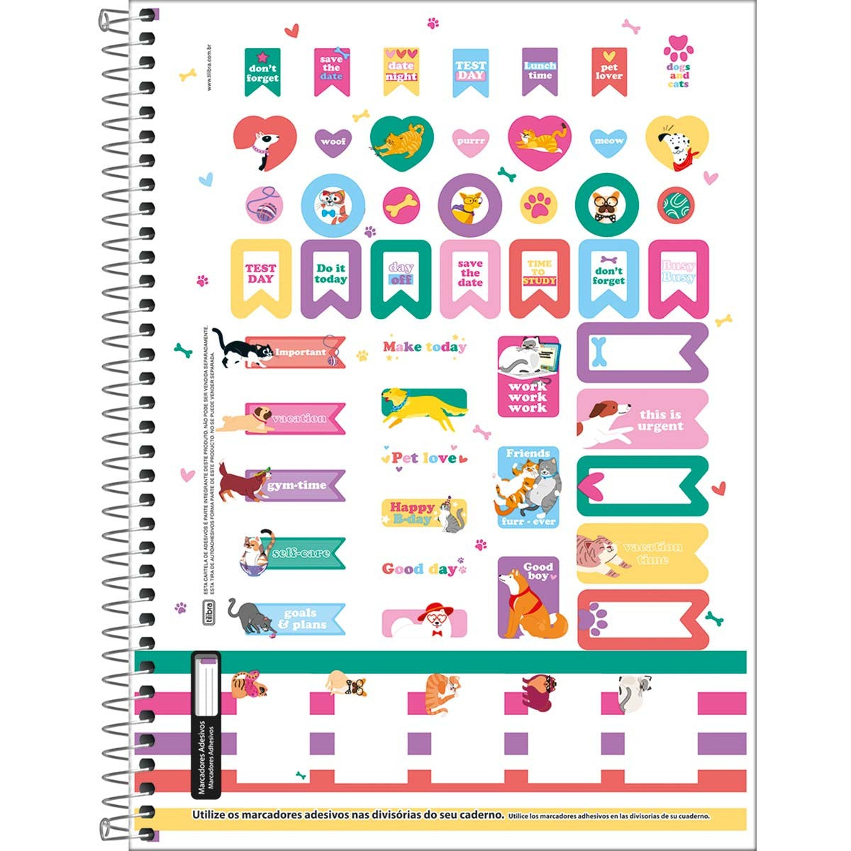 Caderno Hug Me Pets | Universitário Capa Dura 1 Matéria 80 Folhas | Tilibra