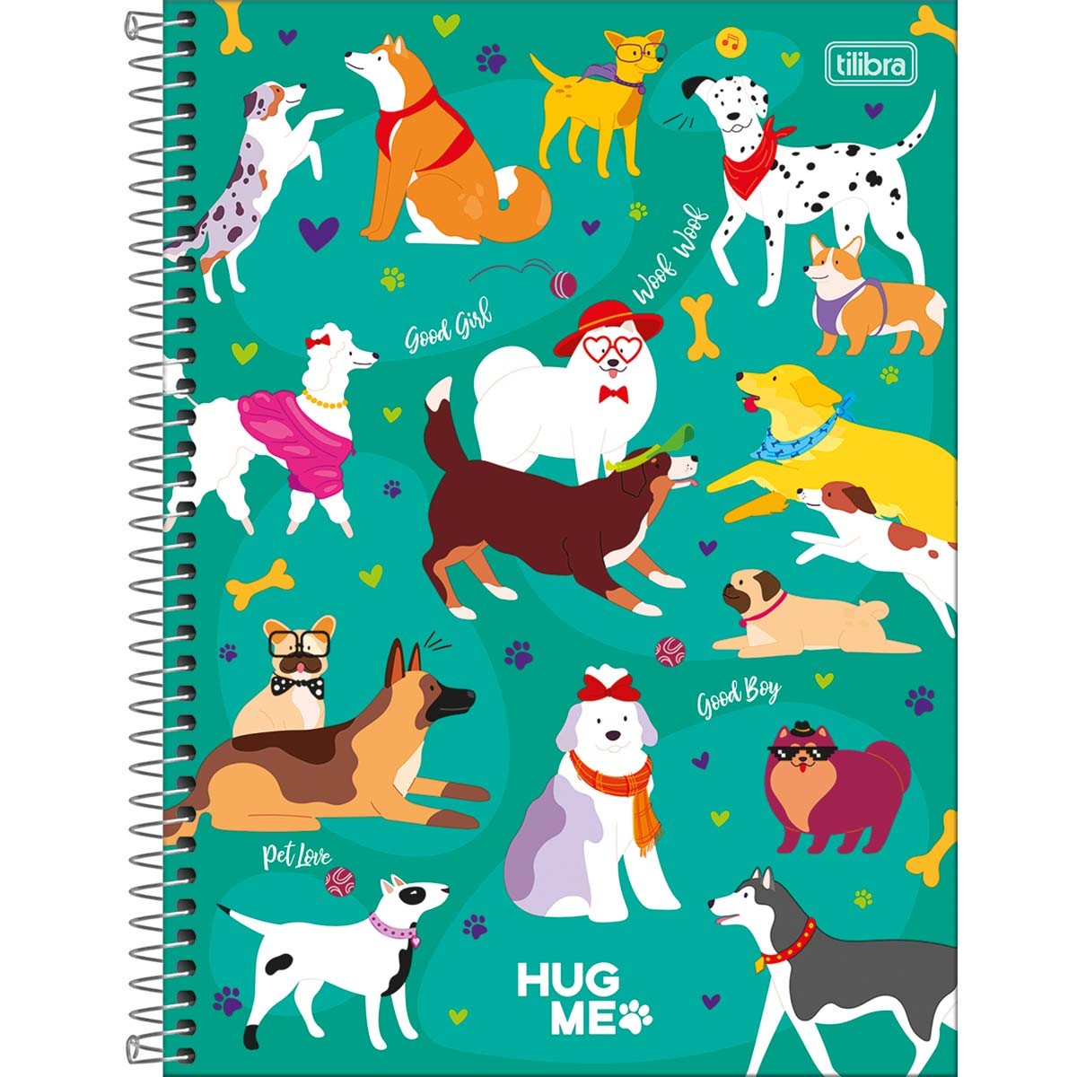 Caderno Hug Me Pets | Universitário Capa Dura 1 Matéria 80 Folhas | Tilibra