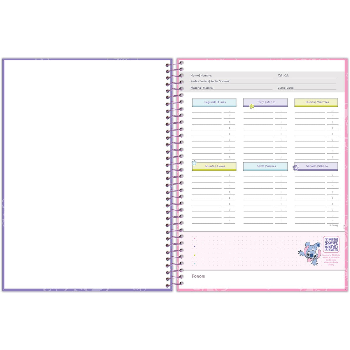 Caderno do Stitch | Universitário Capa Dura 1 Matéria 80 Folhas | Foroni