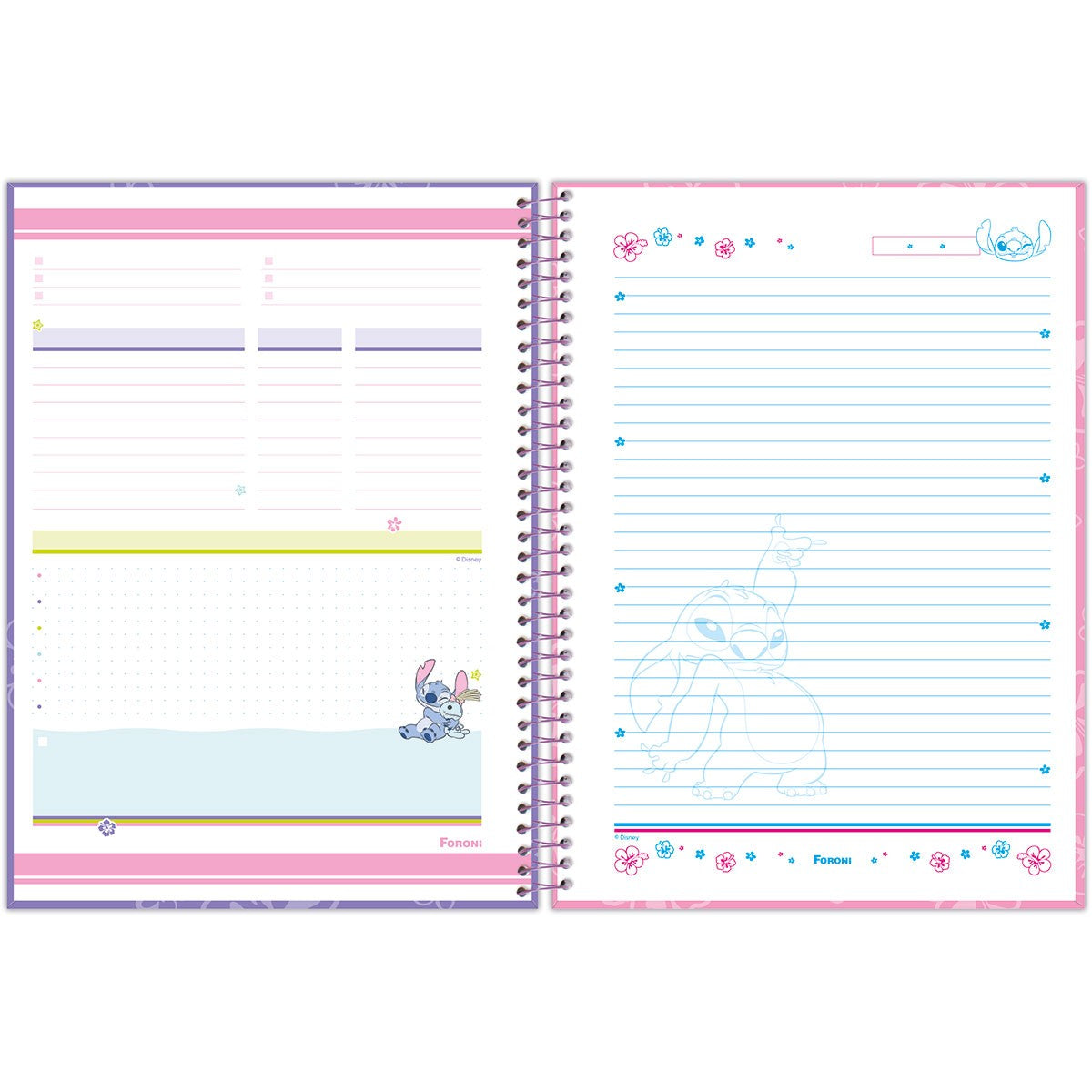 Caderno do Stitch | Universitário Capa Dura 1 Matéria 80 Folhas | Foroni