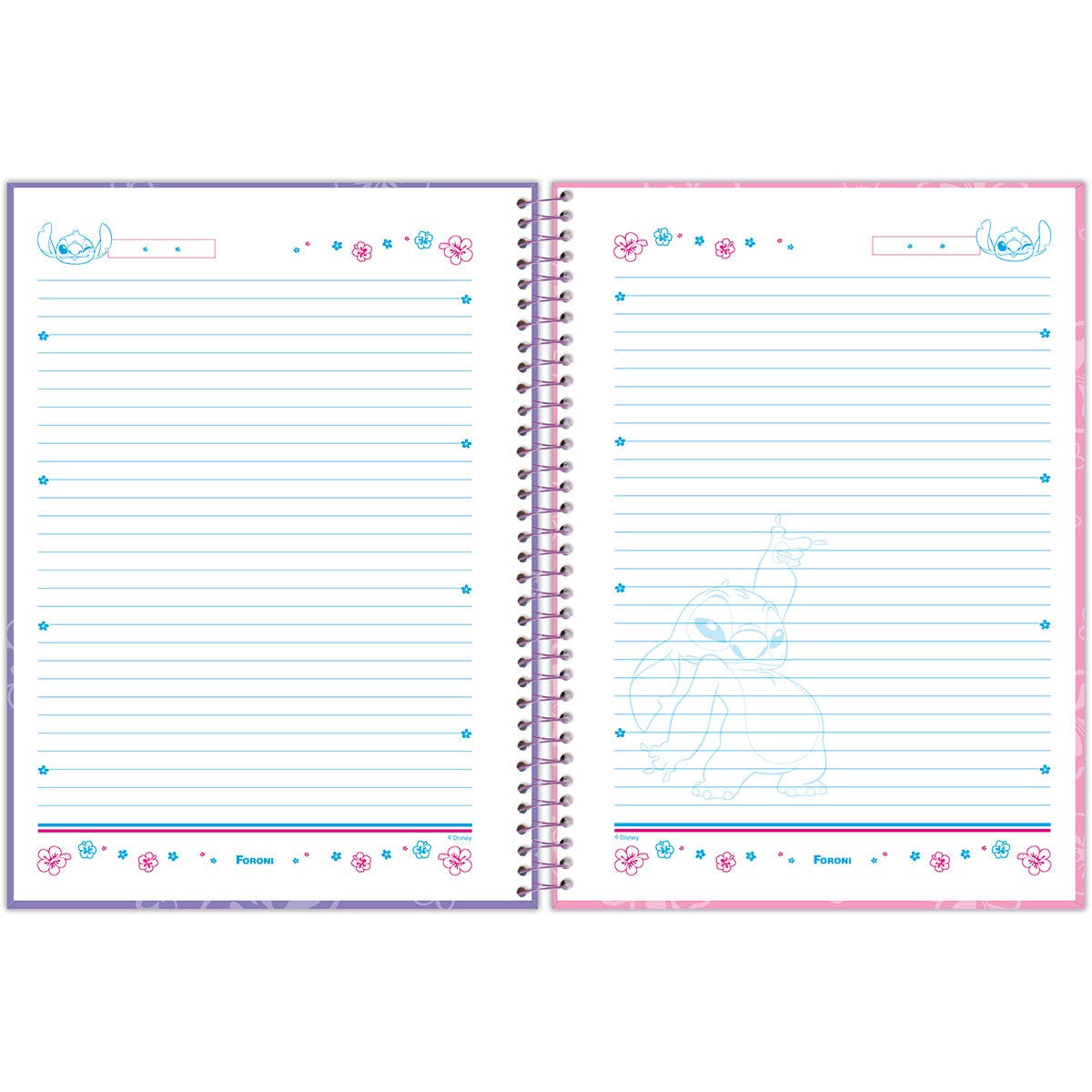 Caderno do Stitch | Universitário Capa Dura 1 Matéria 80 Folhas | Foroni
