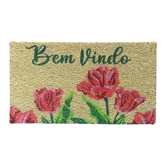 Capacho 33 × 60 cm Estampado Flores – Fibra de Coco Natural | Niazitex