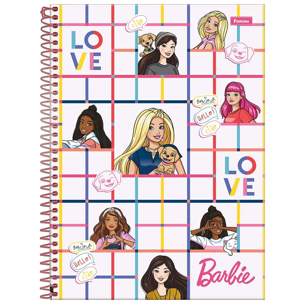 Caderno da Barbie | Universitário Capa Dura 1 Matéria 80 Folhas | Foroni