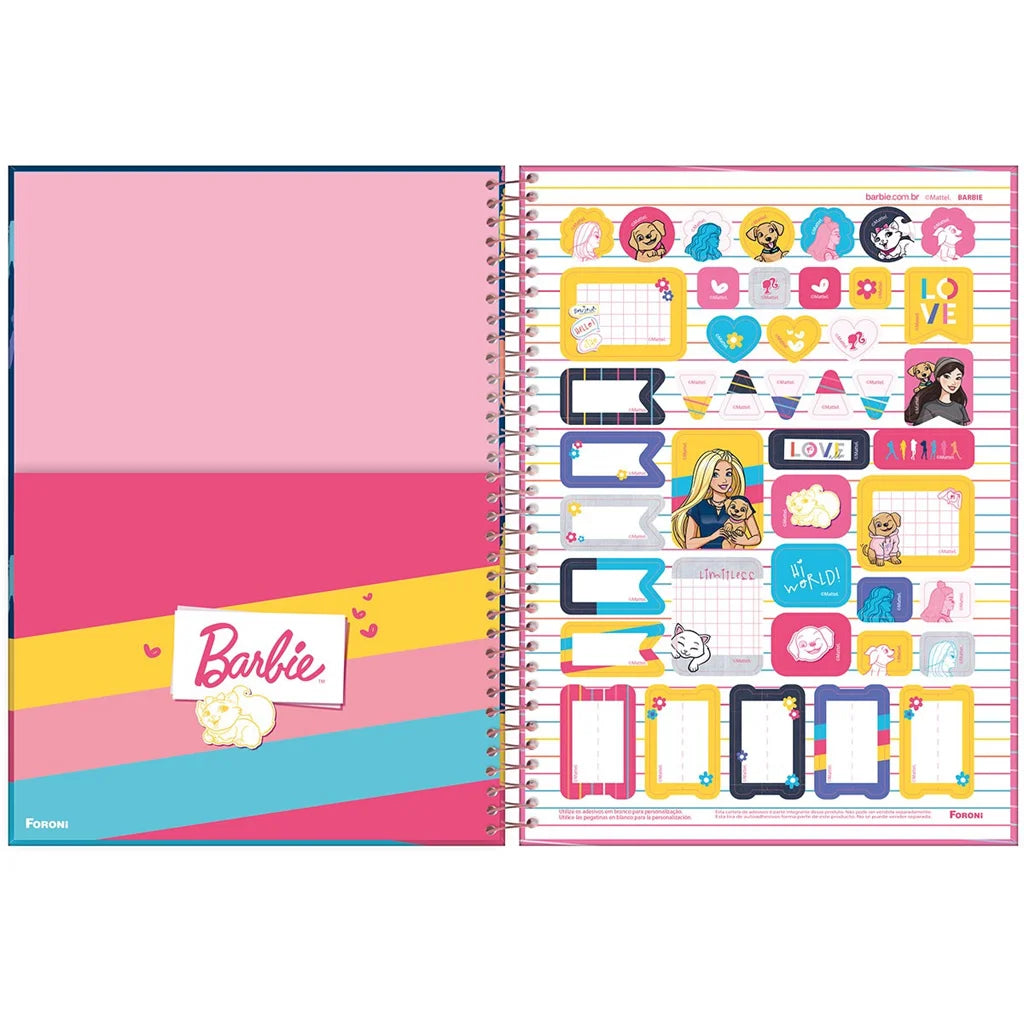 Caderno da Barbie | Universitário Capa Dura 1 Matéria 80 Folhas | Foroni