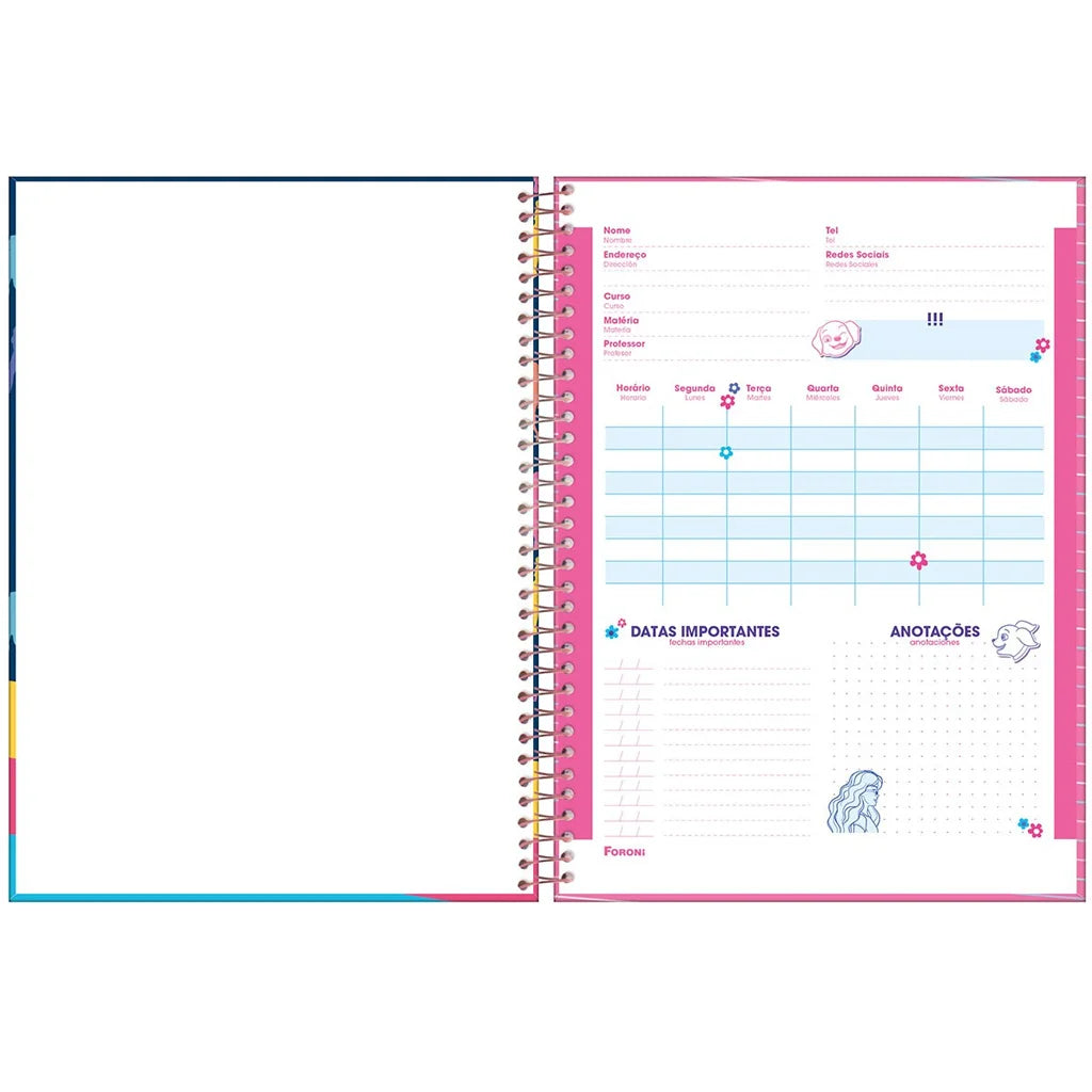 Caderno da Barbie | Universitário Capa Dura 1 Matéria 80 Folhas | Foroni