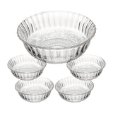 Conjunto para Sobremesa 5 Peças Lyor Angel – Vidro Transparente, 1 Bowl Grande + 4 Bowls Pequenos – Elegância na Mesa