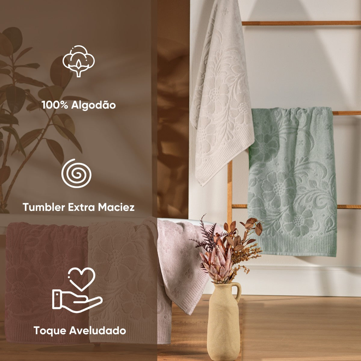Toalha de Banho Velvet Flower 68×1,40 m Appel – 100% Algodão 420 g/m² Aveludada
