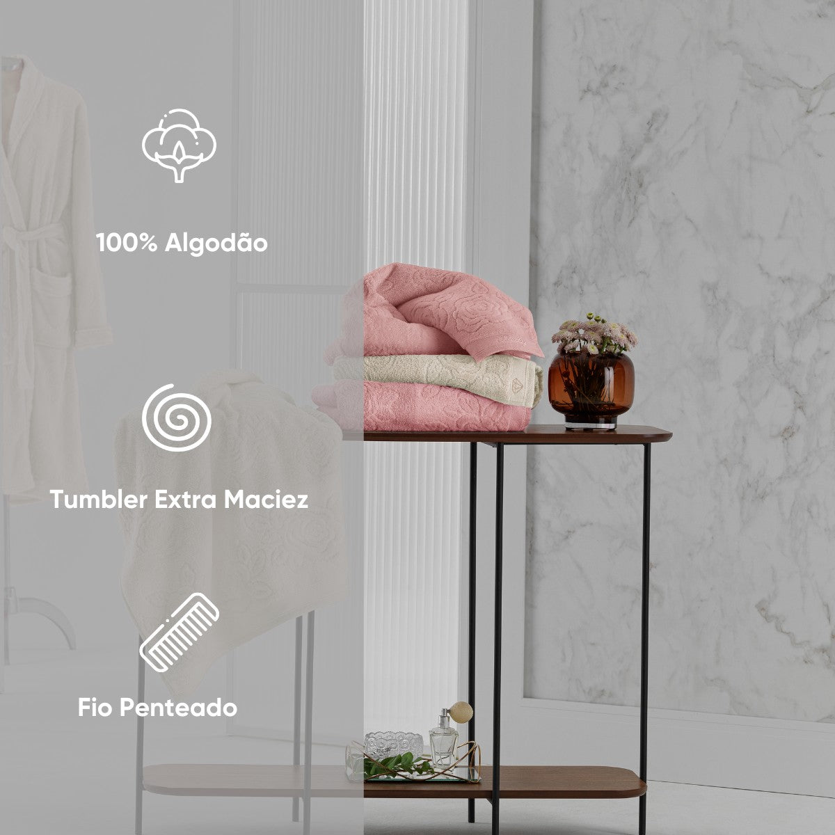 Toalha de Banho Lady 68×1,40 m Appel – 100% Algodão, 500 g/m², Jacquard Rosas