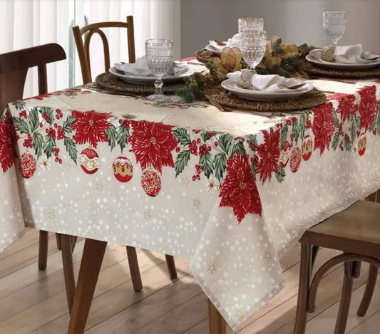 Toalha de Mesa de Natal Quadrada 4 Lugares 1,40 m x 1,40 m - Athenas Estampado Natal 108 | Dohler