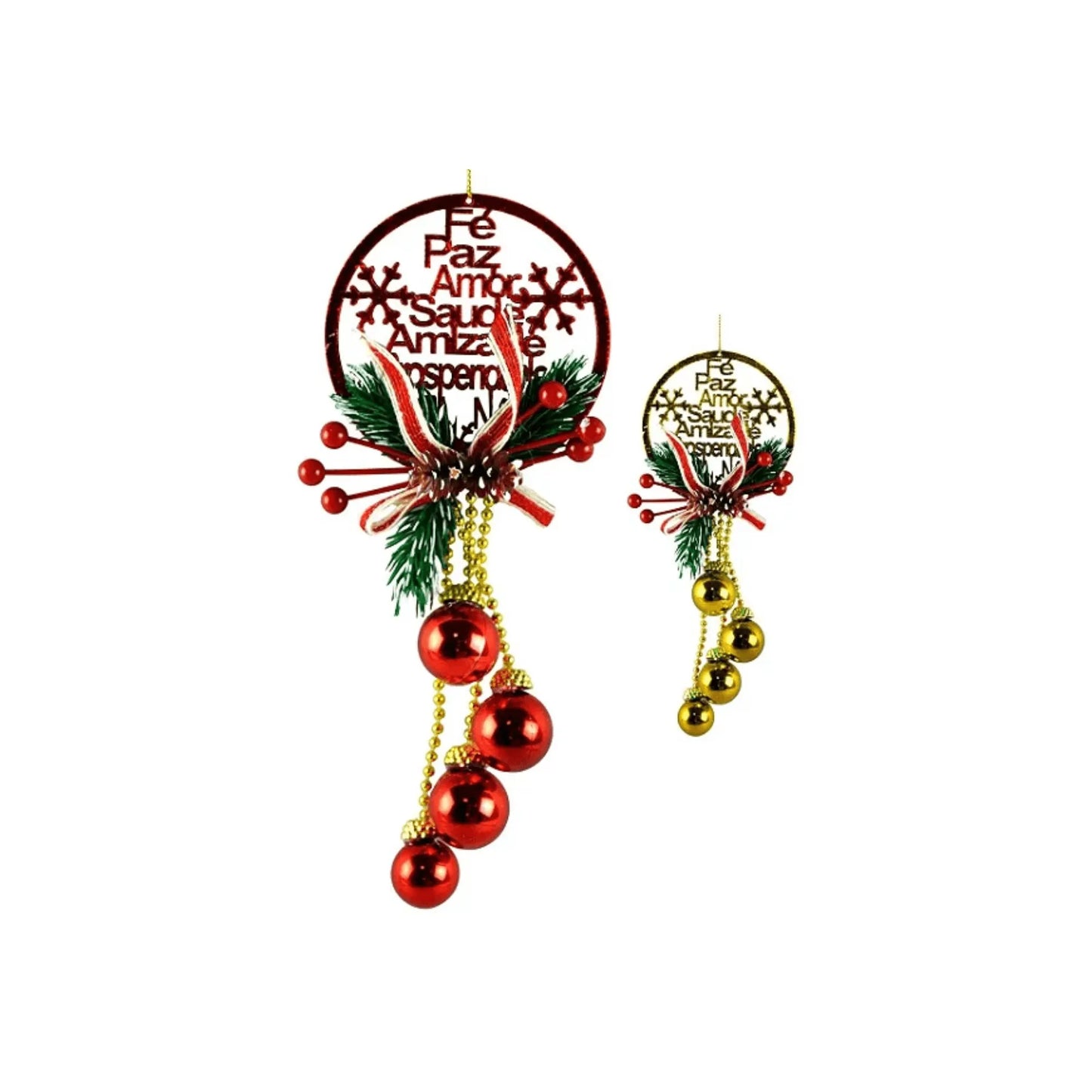 Enfeite Natalino de Pendurar “Feliz Natal” com Guizo Decorativo – Master Christmas WF1186