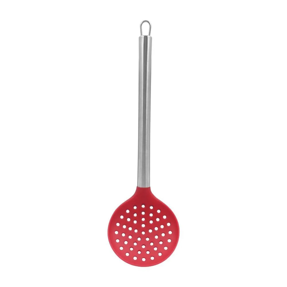 Escumadeira Belakaza BK5150 – Silicone Termo-resistente 34 cm com Cabo Inox – Utensílio Cozinha Prato Antiaderente