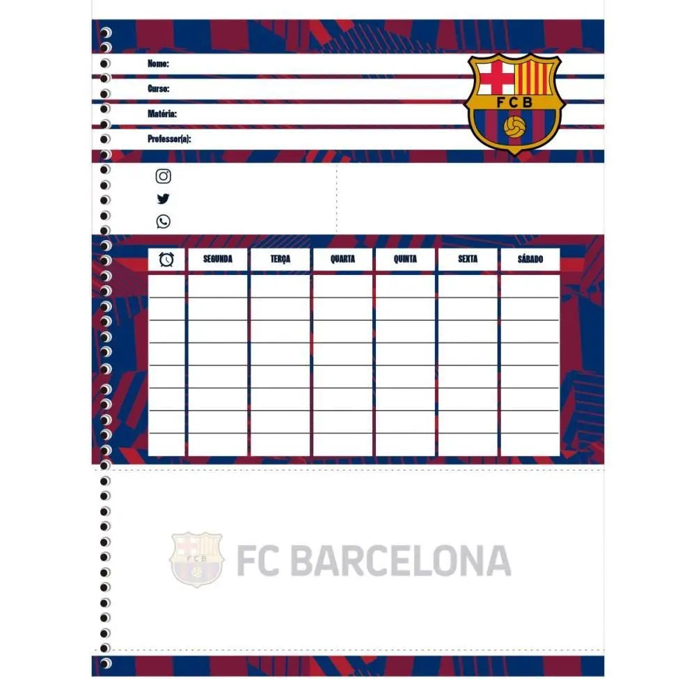 Caderno do Barcelona | Universitário Capa Dura 1 Matéria 80 Folhas | Animativa