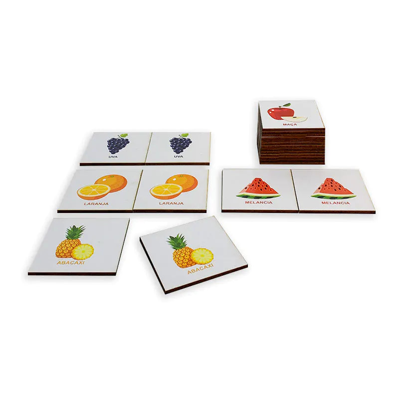 Jogo da Memória Infantil Alf Brinquedos ‒ Frutas ‒ 30 Peças de Madeira (3+ anos)