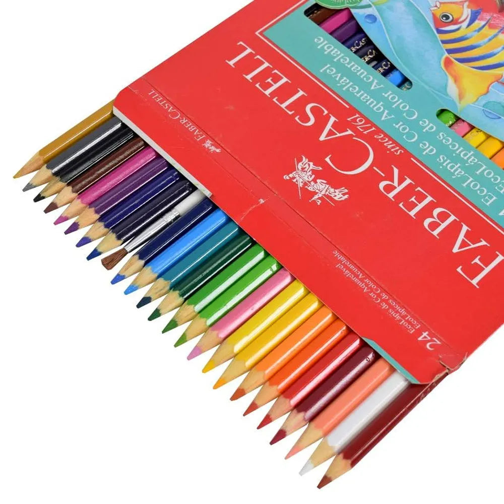 Lápis de Cor 24 EcoLápis Sextavado Aquarelável + Pincel Artístico | Faber-Castell