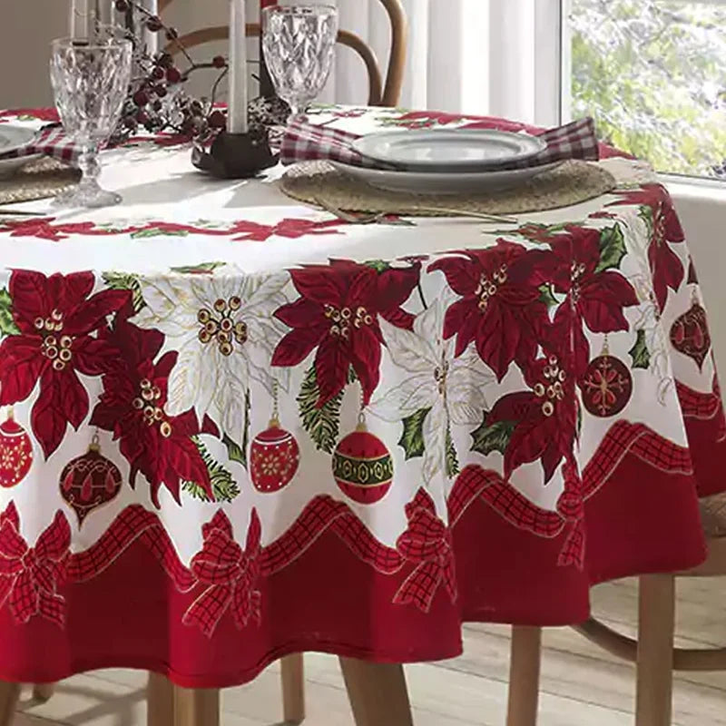 Toalha de Mesa de Natal Redonda 1,60 m Athenas Estampado Natal 104 | Dohler