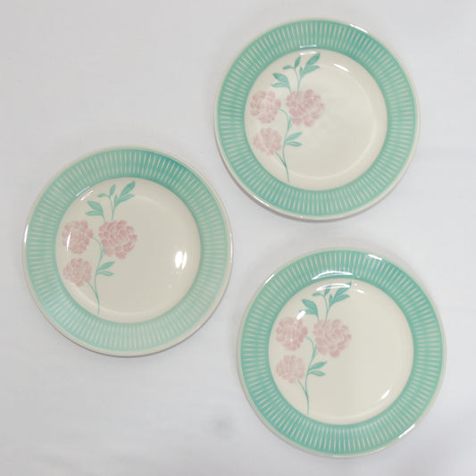 Conjunto Pratos Rasos 24 cm Donna Bloom com Borda Verde – Oxford Biona | Cerâmica Floral