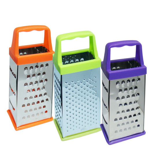 Ralador Inox 4 Faces 20 cm Color – BigSul 22580 | Corpo Aço Inox + Alça Colorida – Multiuso Queijo, Legumes, Chocolate