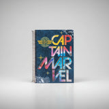 Caderno Capitã Marvel Universitário 160 Folhas Credeal – 10 Matérias, Capa Dura, Espiral