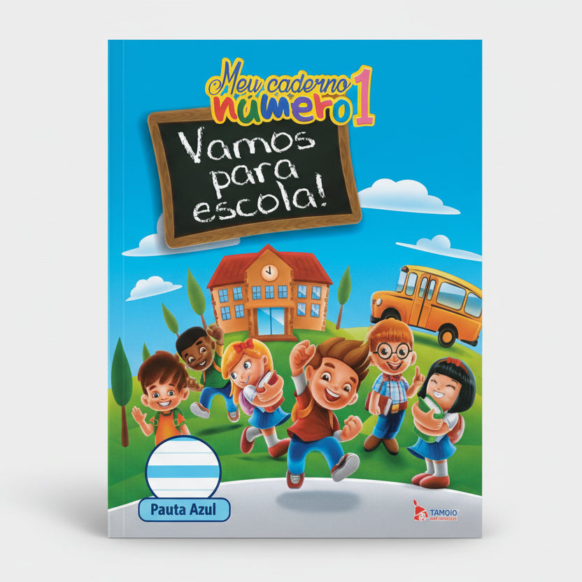 Caderno Escolar Tamoio – 40 Folhas 70g, Pauta Azul, Capa Dura – Treino de Caligrafia