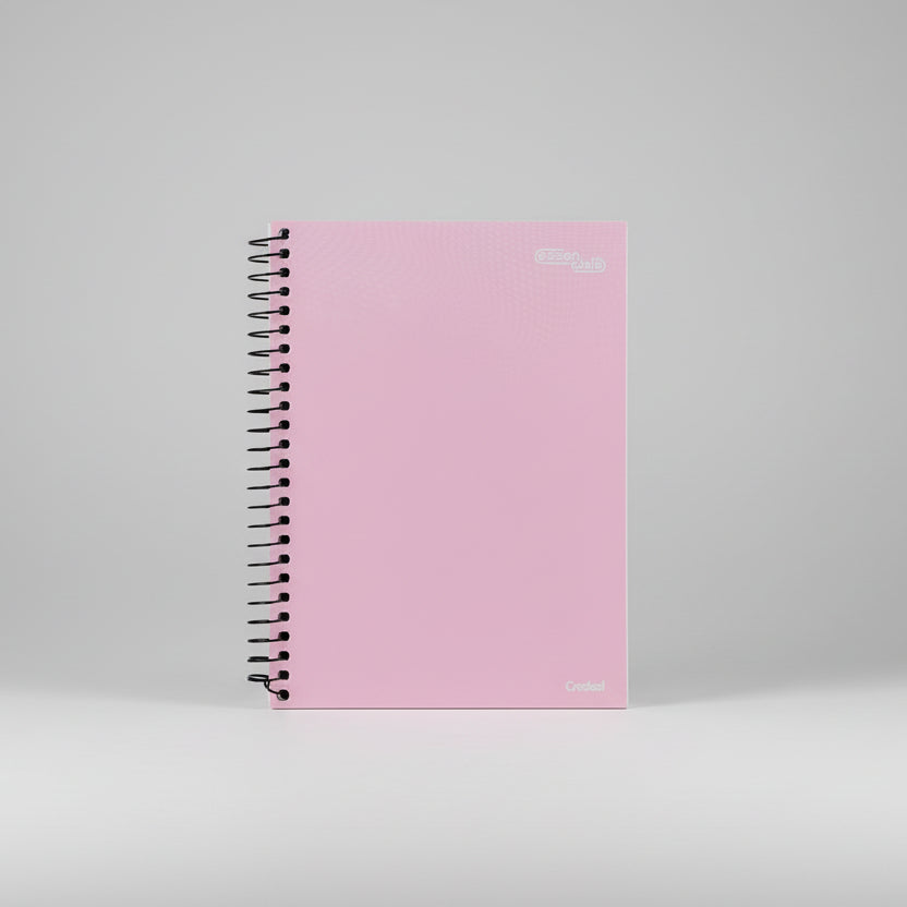Caderno Pequeno 1/4 Essenciale Credeal – Capa Dura, 80 Folhas Pautadas, Espiral
