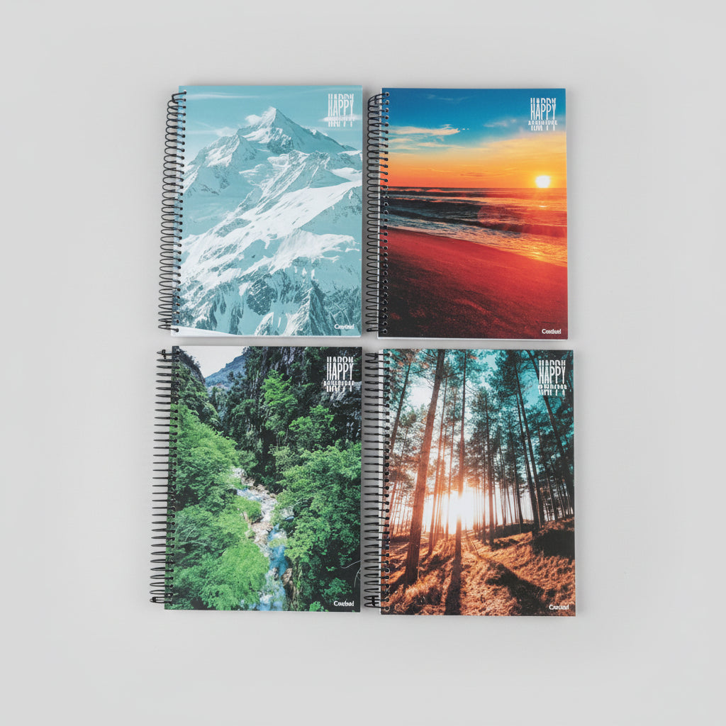 Caderno Universitário Happy Adventure Credeal 10 Matérias 160 Folhas Capa Dura Espiral