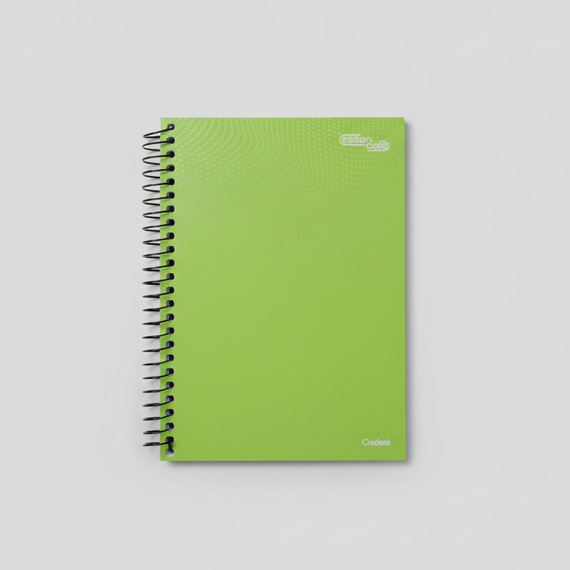 Caderno Pequeno 1/4 Essenciale Credeal – Capa Dura, 80 Folhas Pautadas, Espiral