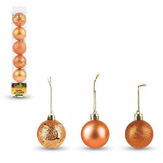 Kit 6 Bolas de Natal 6 cm Tubo – Bronze Jade – Art Christmas | Enfeites Natalinos Resistente Plástico