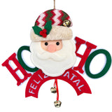 Pendente Natalino “Papai Noel Feliz Natal” – 2 Guizos – 28 cm x 25 cm (Ref. WF1535)