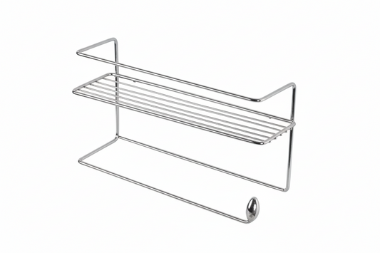 Suporte para Condimentos + Papel Toalha Niquelart 124 – Aço Cromado, Fixação de Parede, 32 × 26 × 17 cm