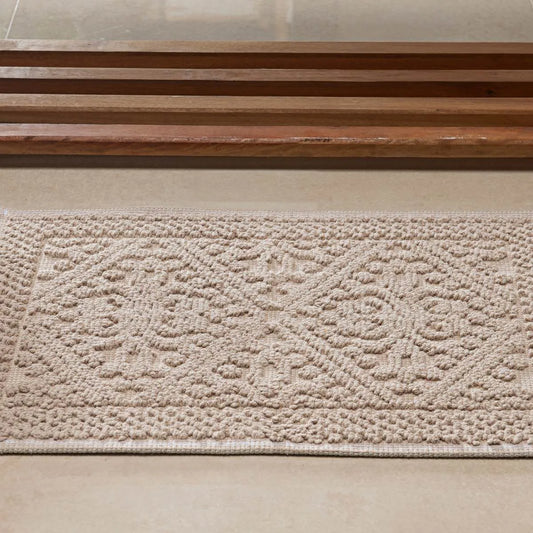 Tapete Vermont Niazitex 40×60 cm – Algodão Polietileno Bege | Relevo Macio