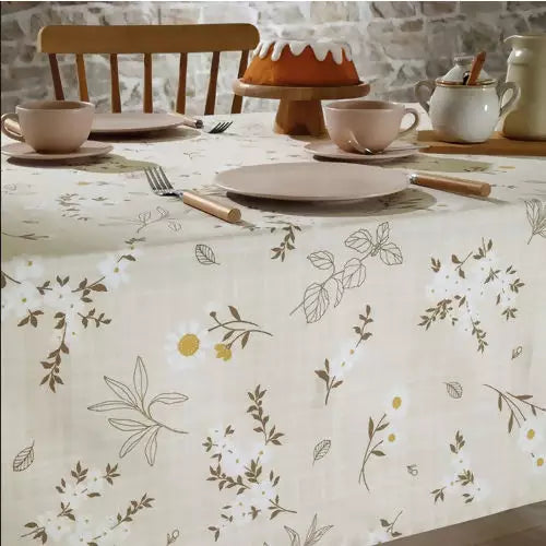 Toalha de Mesa Retangular Döhler Clean Athenas Estampa Esmeralda 01 – 160 × 250 cm (50% Algodão / 50% Poliéster) – Proteção Limpa Fácil