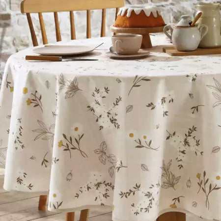 Toalha de Mesa Redonda 1,60 m Döhler Clean Athenas Estampa Esmeralda – 4 Lugares, 50% Algodão/Poliéster