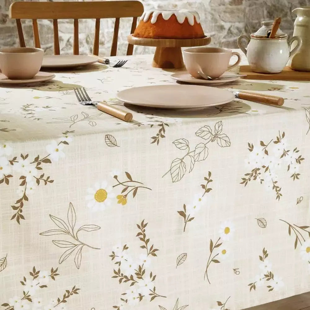 Toalha de Mesa Döhler Athenas Estampa Esmeralda 01 – 1,40 m × 2,10 m, 50% Algodão / 50% Poliéster, Tratamento Döhler Clean