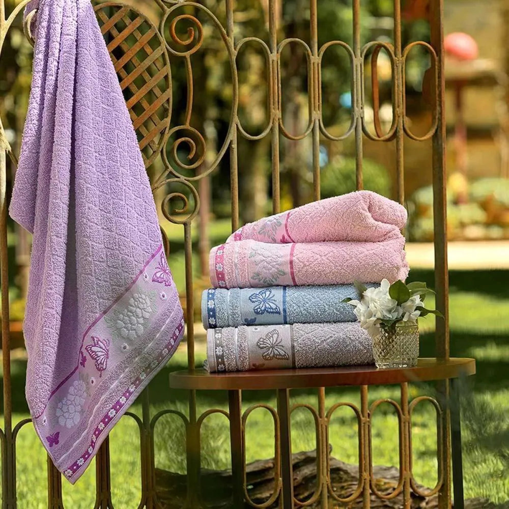 Toalha de Banho Garden 68×1,30 m – Appel Home 100% Algodão 350 g/m² | Barra Jacquard Floral