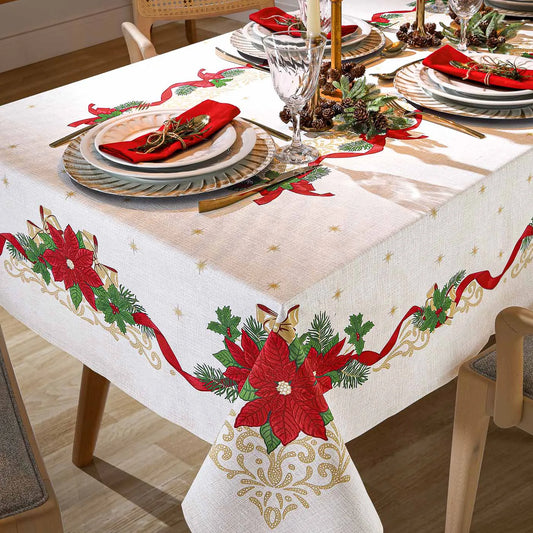 Toalha de Mesa de Natal Quadrada 1,40 m x 1,40 m Athenas Estampado Natal 105 | Dohler