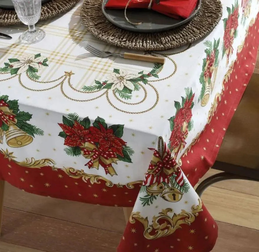 Toalha de Mesa de Natal 6 Lugares 1,40 m x 2,10 m Athenas Estampado Natal 107 | Dohler