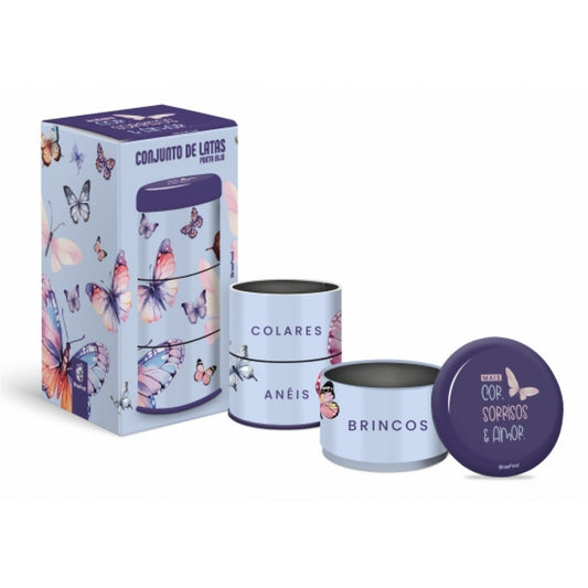 Conjunto de Latas Porta Jóias - Mais Sorrisos e Amor | BrasFoot Presentes